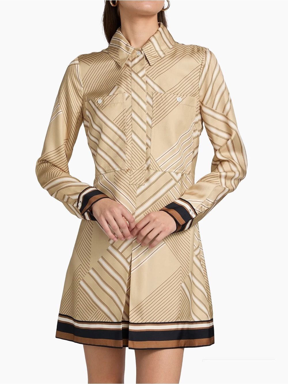 Veronica Beard Pryce Striped Silk-Blend Shirtdress size 10